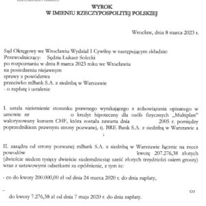 wyrok mBank Multiplan Wrocław